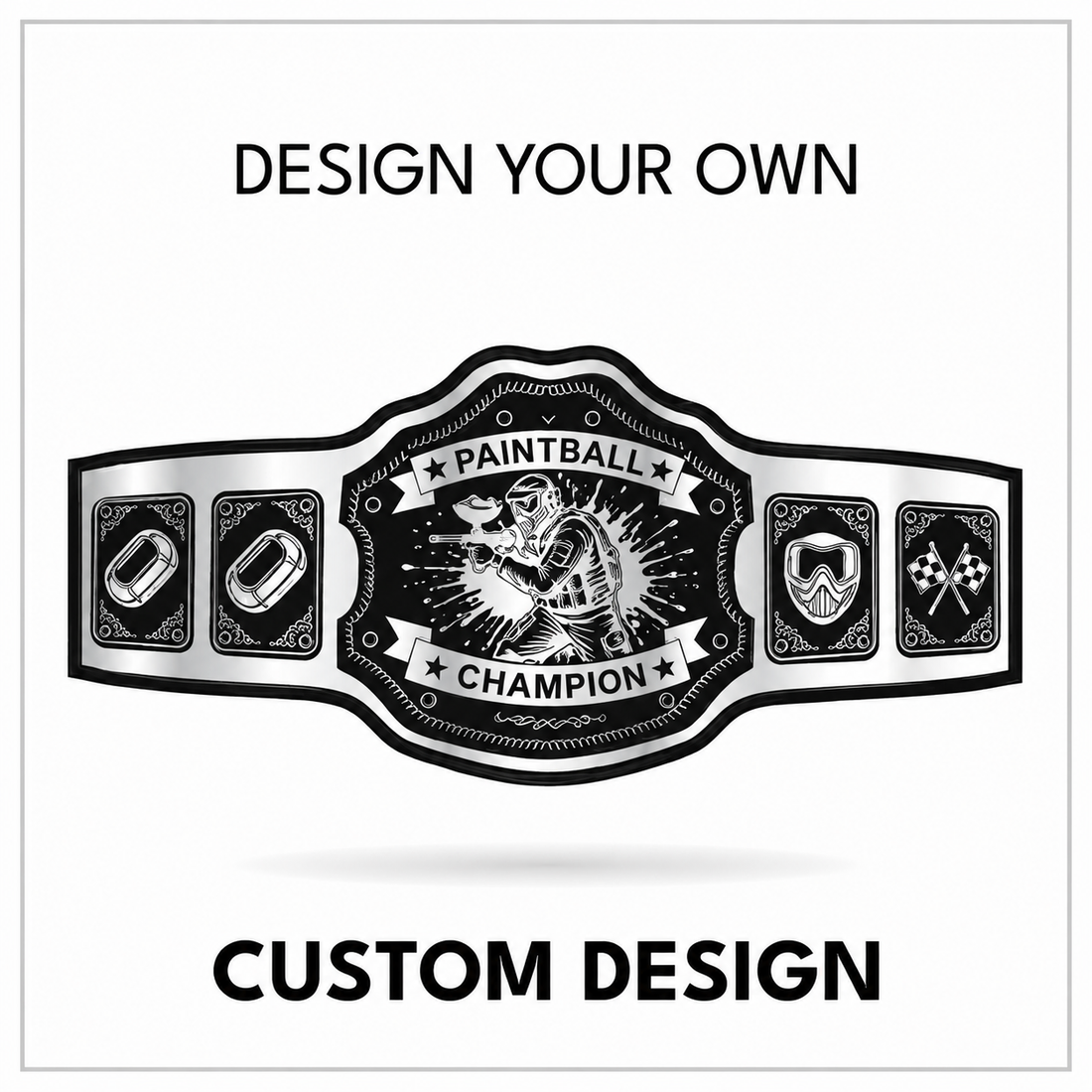Custom Paintball Championship Belt with Action Player Centerplate