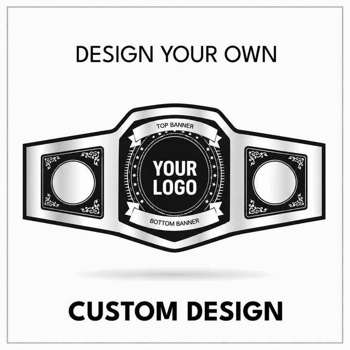 Custom Three-Plate Championship Belt with Dual Banner Centerplate