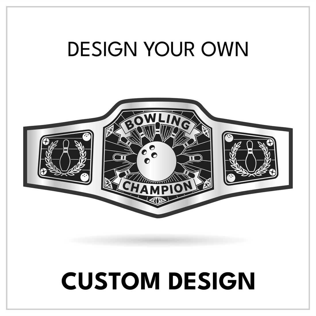 Custom Bowling Championship Belt with Ball and Pins Centerplate