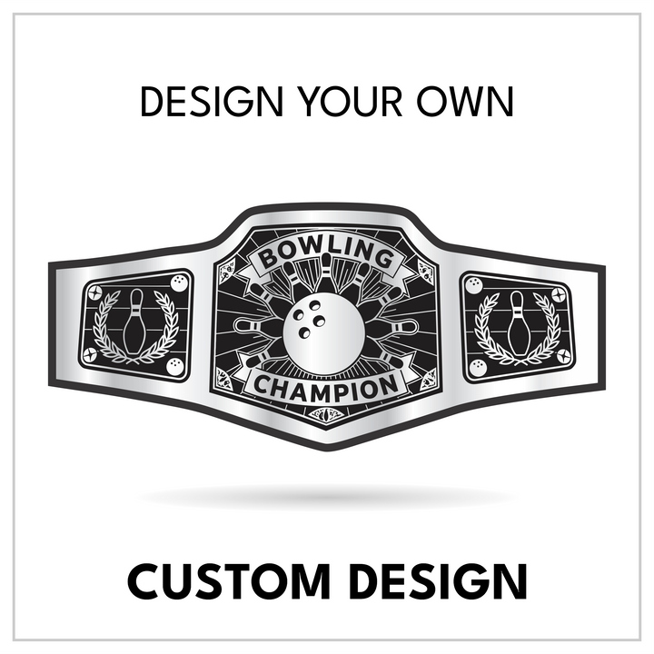 Custom Bowling Championship Belt with Ball and Pins Centerplate