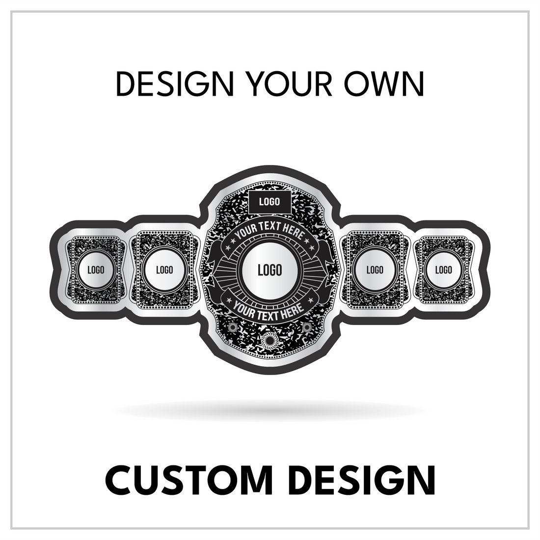 Custom 5-Plate Grunge Championship Belt with Textured Side Badges
