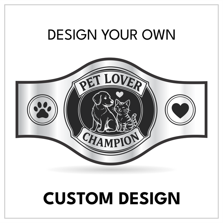 Custom Pet Lover Championship Belt with Dog and Cat Centerplate