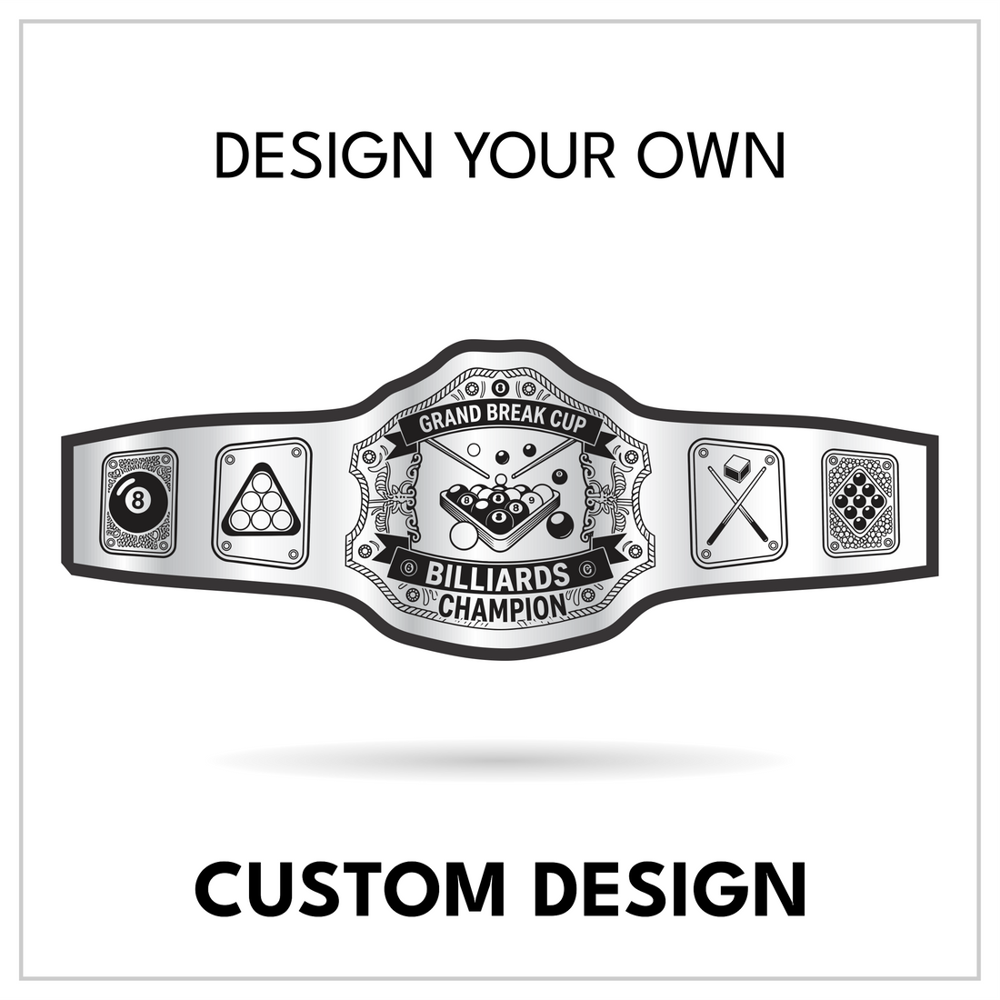 Custom Billiards Championship Belt with Rack Centerplate