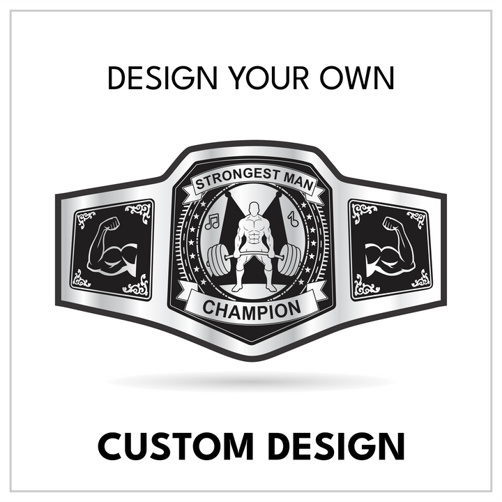 Personalized Powerlifting Title with Bicep Pose Side Panels