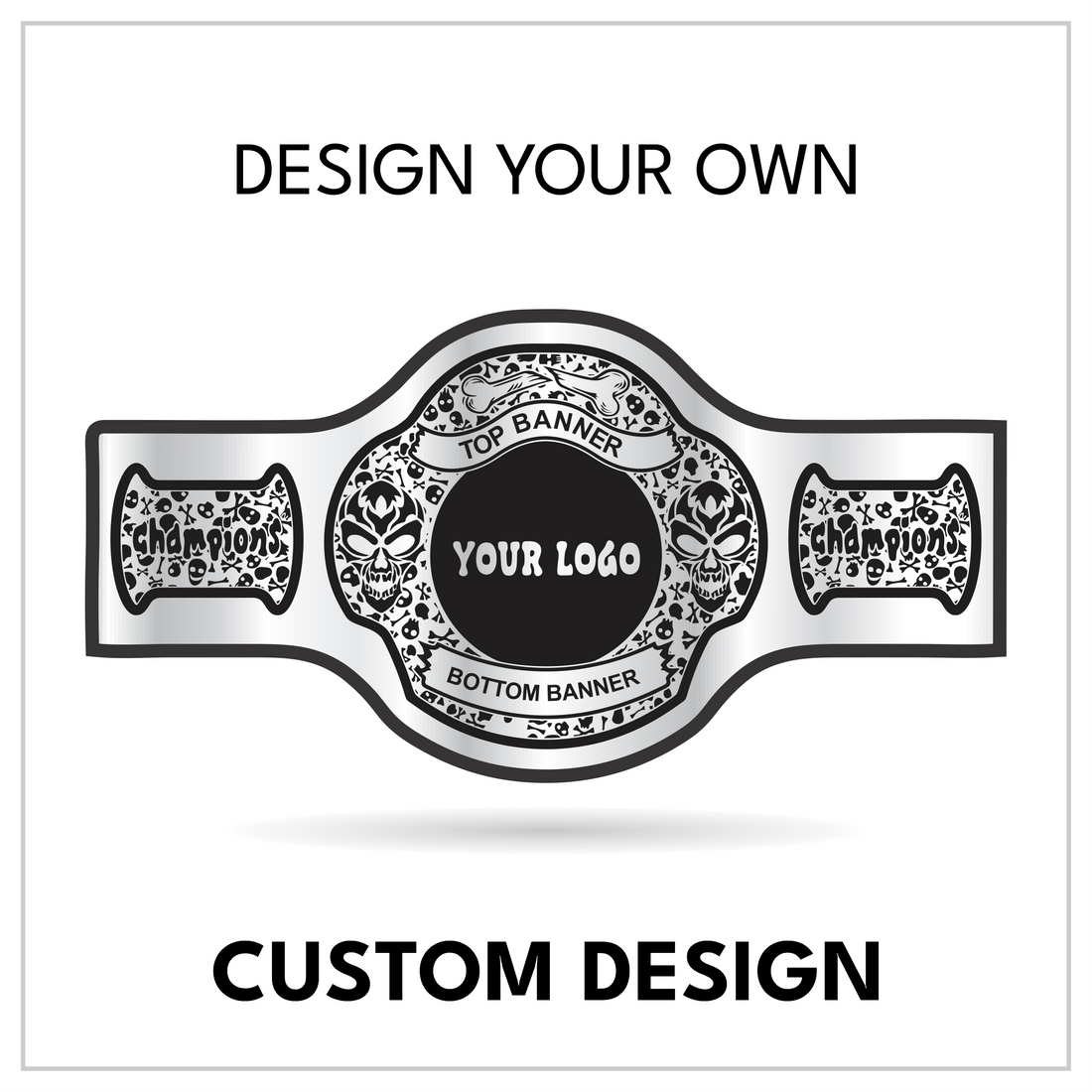 Custom Skull Championship Belt with Dual Banner Centerplate