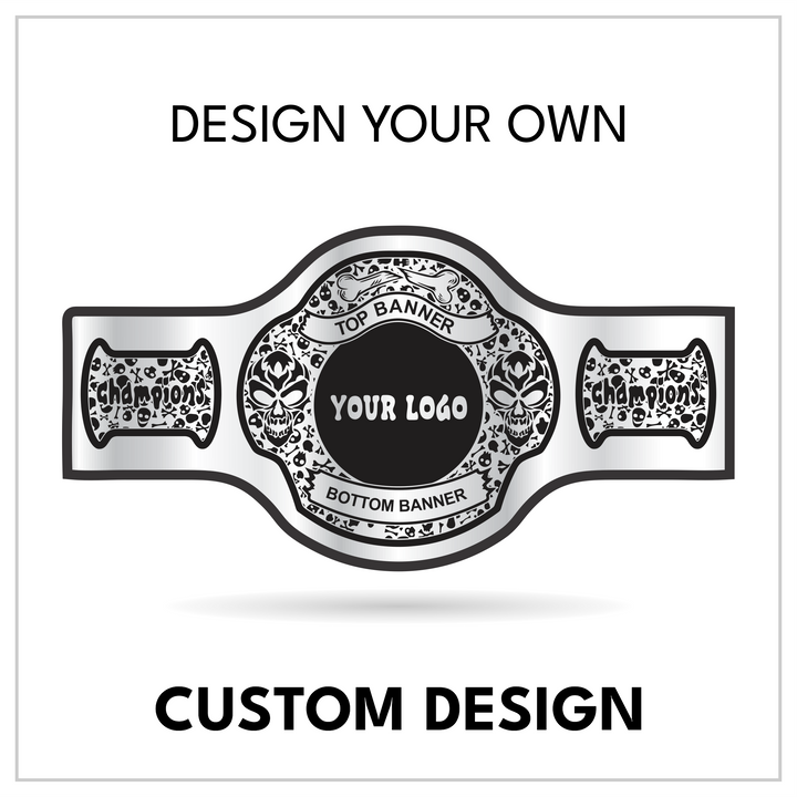 Custom Skull Championship Belt with Dual Banner Centerplate