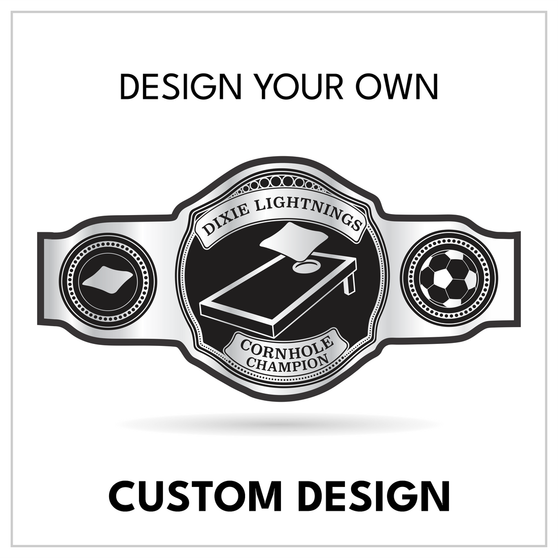 Custom Cornhole Championship Belt with Board Centerplate