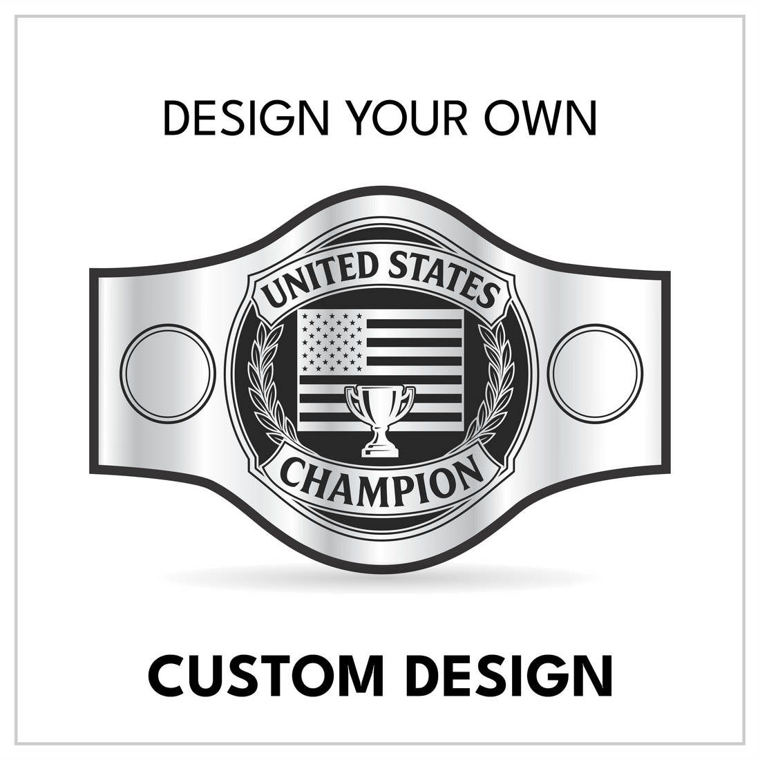 Personalized National Title with Circular Side Panels