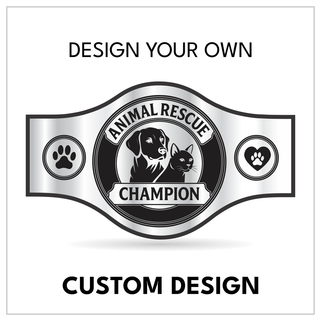 Personalized Shelter Hero Title with Paw Print and Heart Side Panels