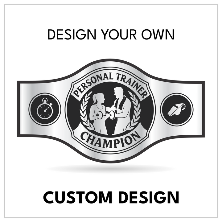 Custom Personal Trainer Championship Belt with Fitness Centerplate