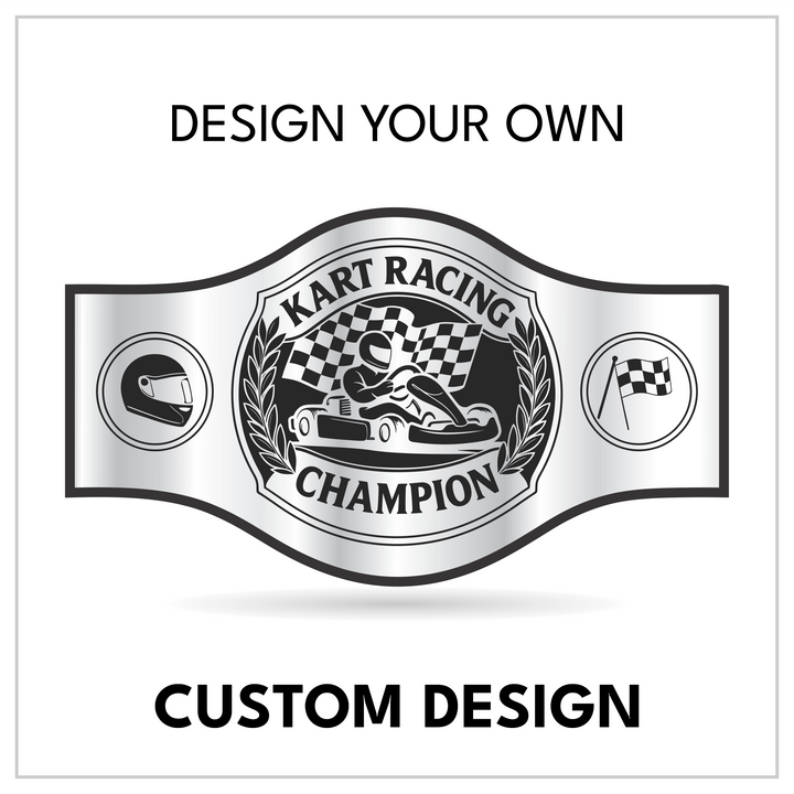 Personalized Go-Kart Title with Helmet and Checkered Flag Side Panels