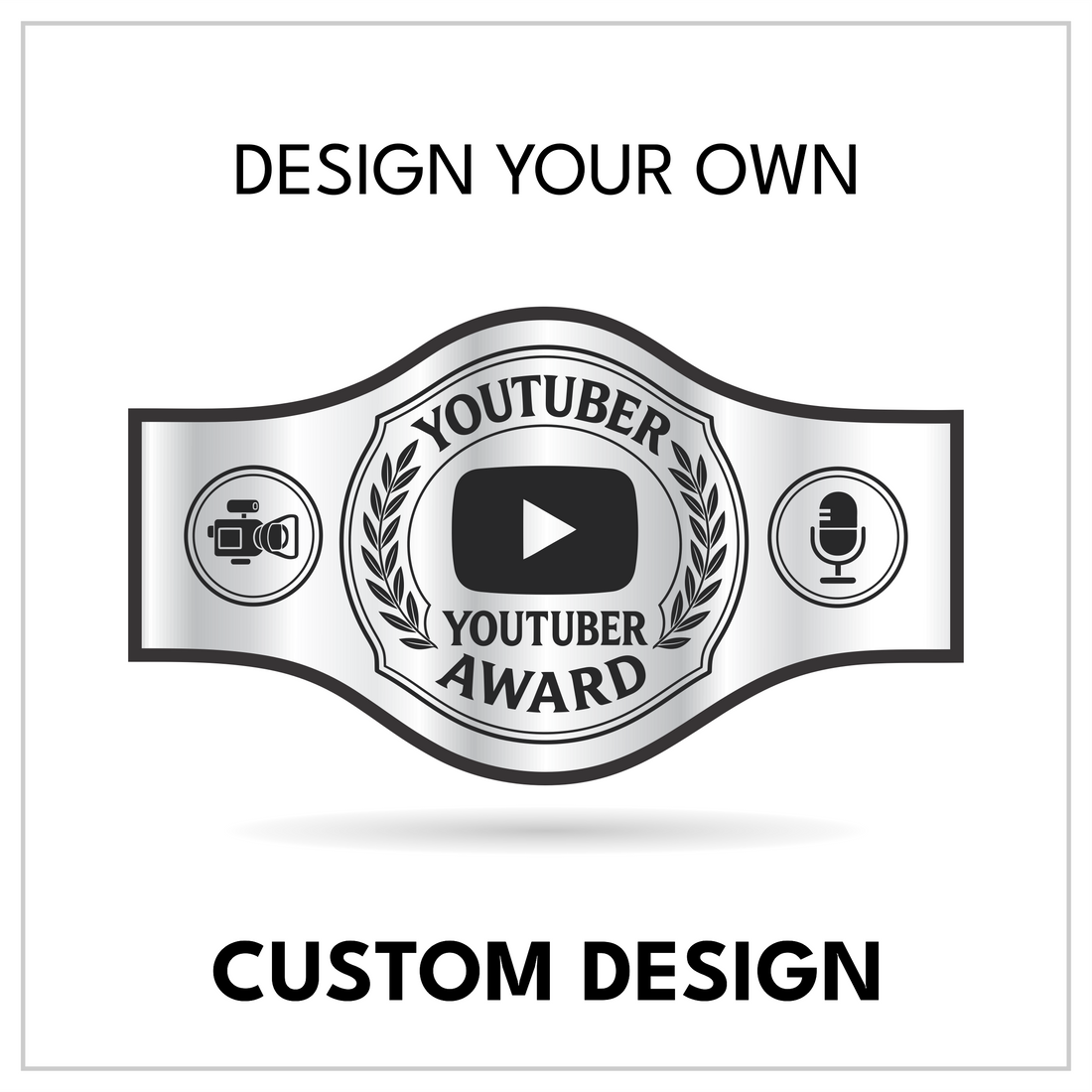 Custom Creator Award Championship Belt with Video Play Centerplate