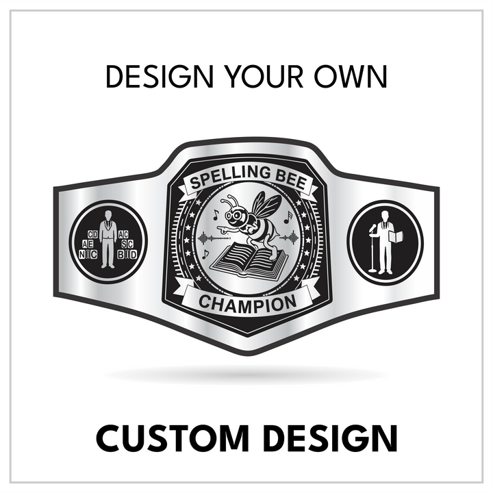 Custom Spelling Bee Championship Belt with Mascot Centerplate