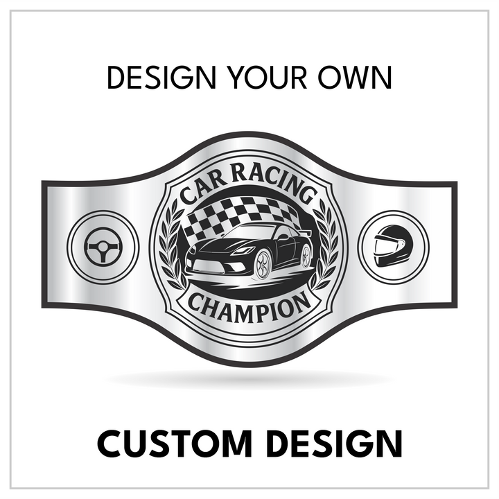 Custom Car Racing Championship Belt with Track Car Centerplate