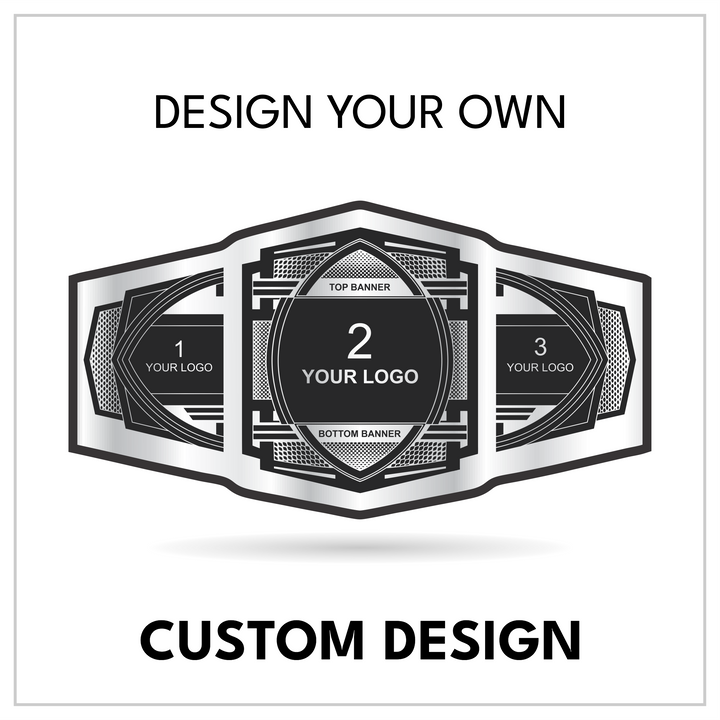 Custom Art Deco Championship Belt with Triple Logo Plates