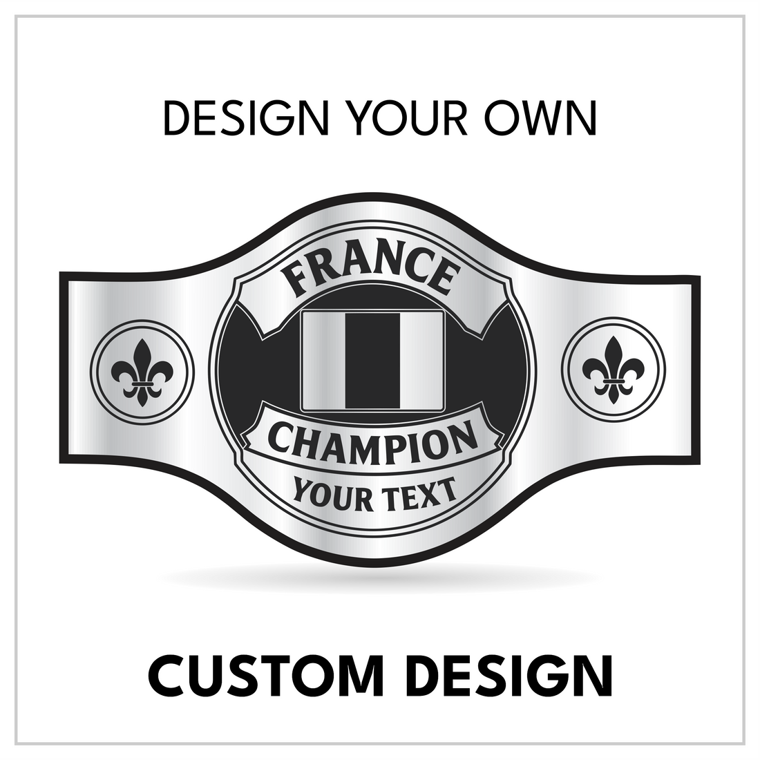 Personalized French Title with Fleur-de-lis Side Panels