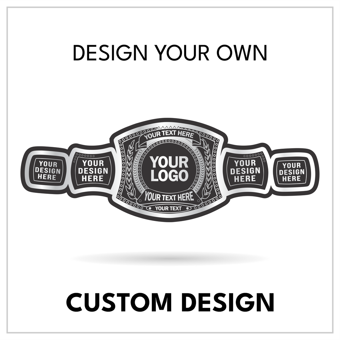 Custom 5-Plate Wreath Championship Belt with Curved Side Panels