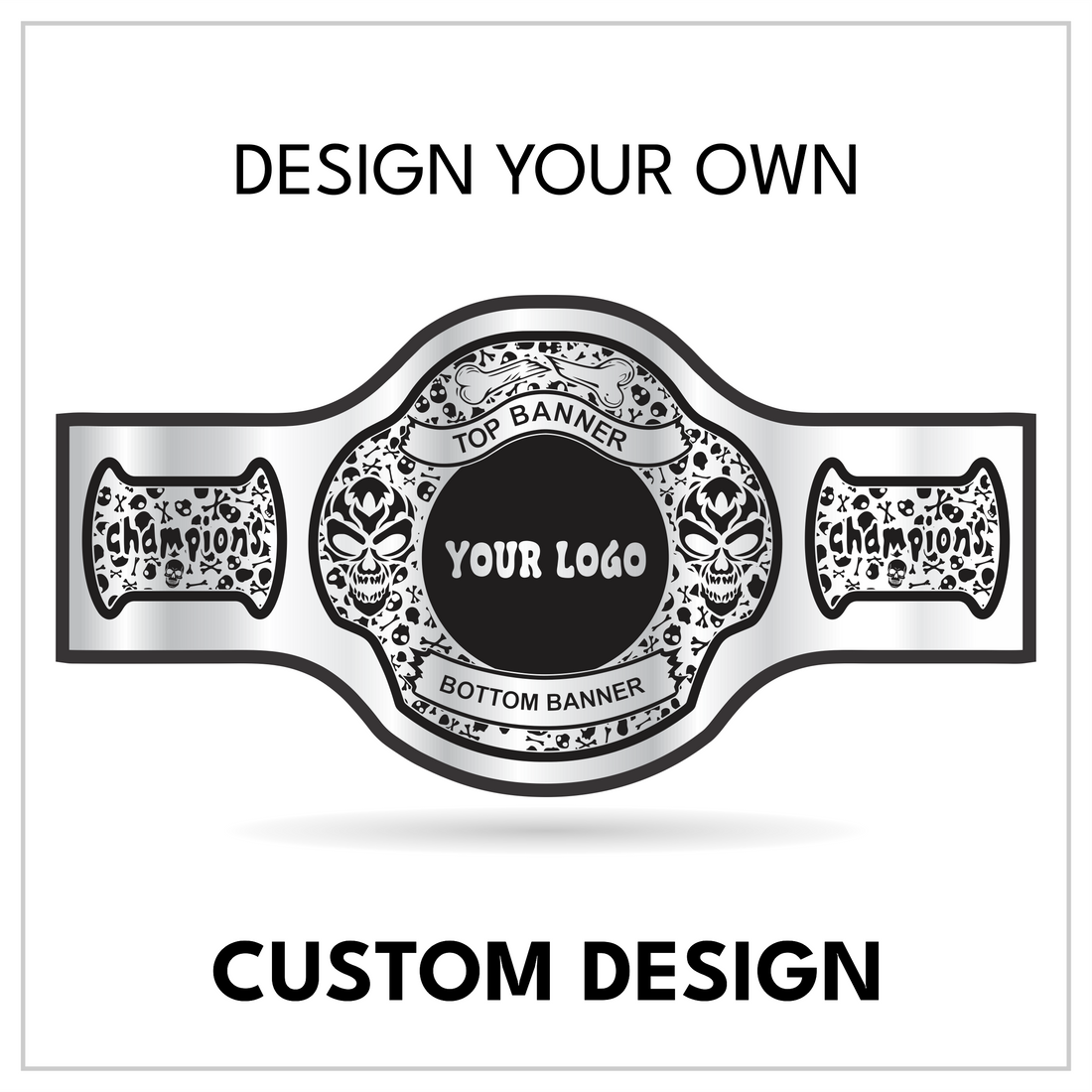 Custom Skull Championship Belt with Dual-Banner Centerplate