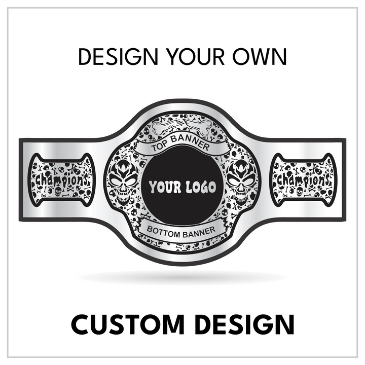 Custom Skull Championship Belt with Dual-Banner Centerplate