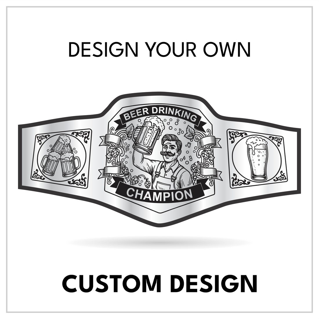 Custom Beer Drinking Championship Belt with Mug Centerplate