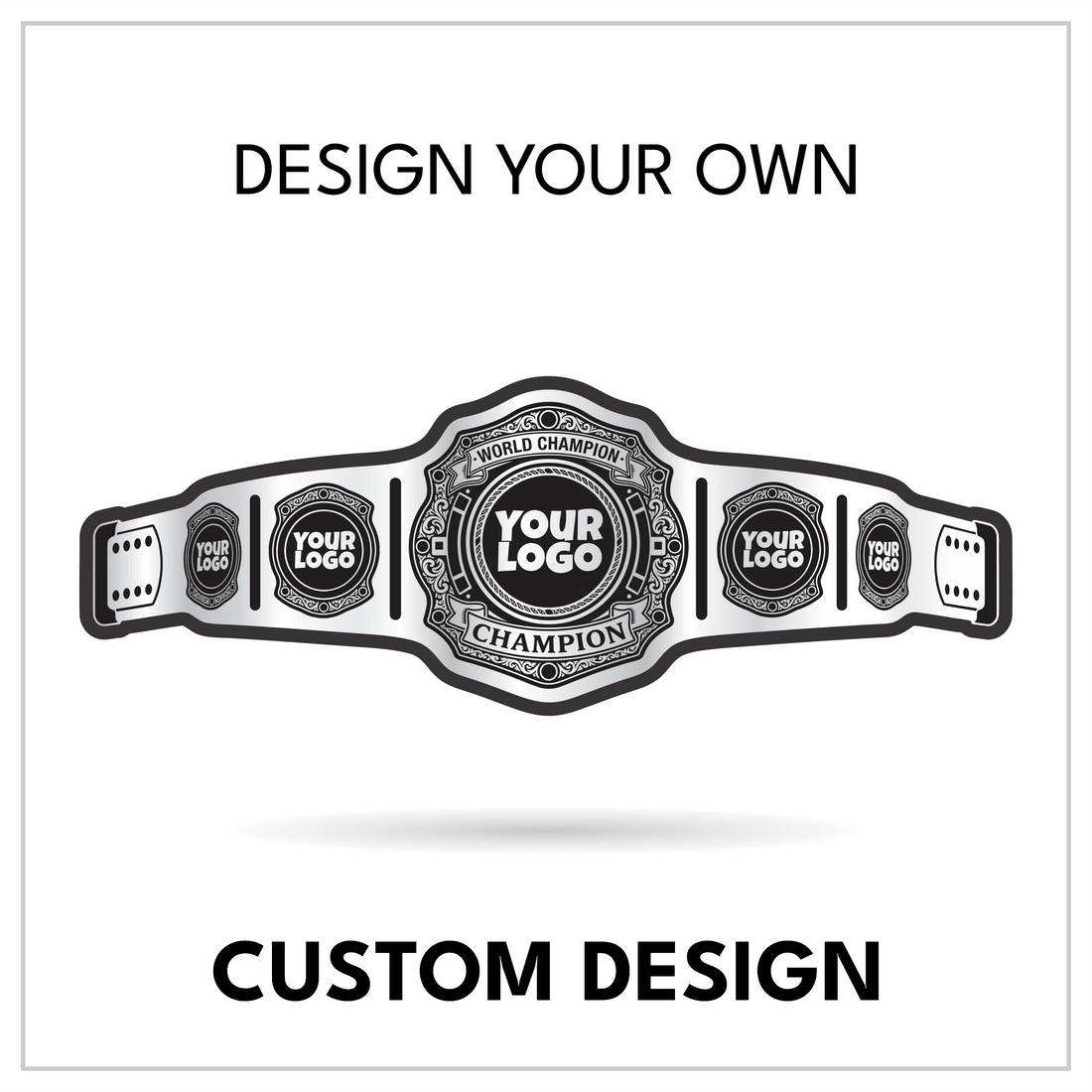 Custom World Champion Belt with Extended Multi-Logo Plates