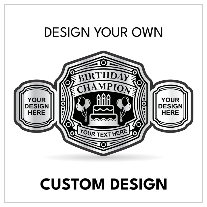 Custom Birthday Party Championship Belt with Cake & Balloons