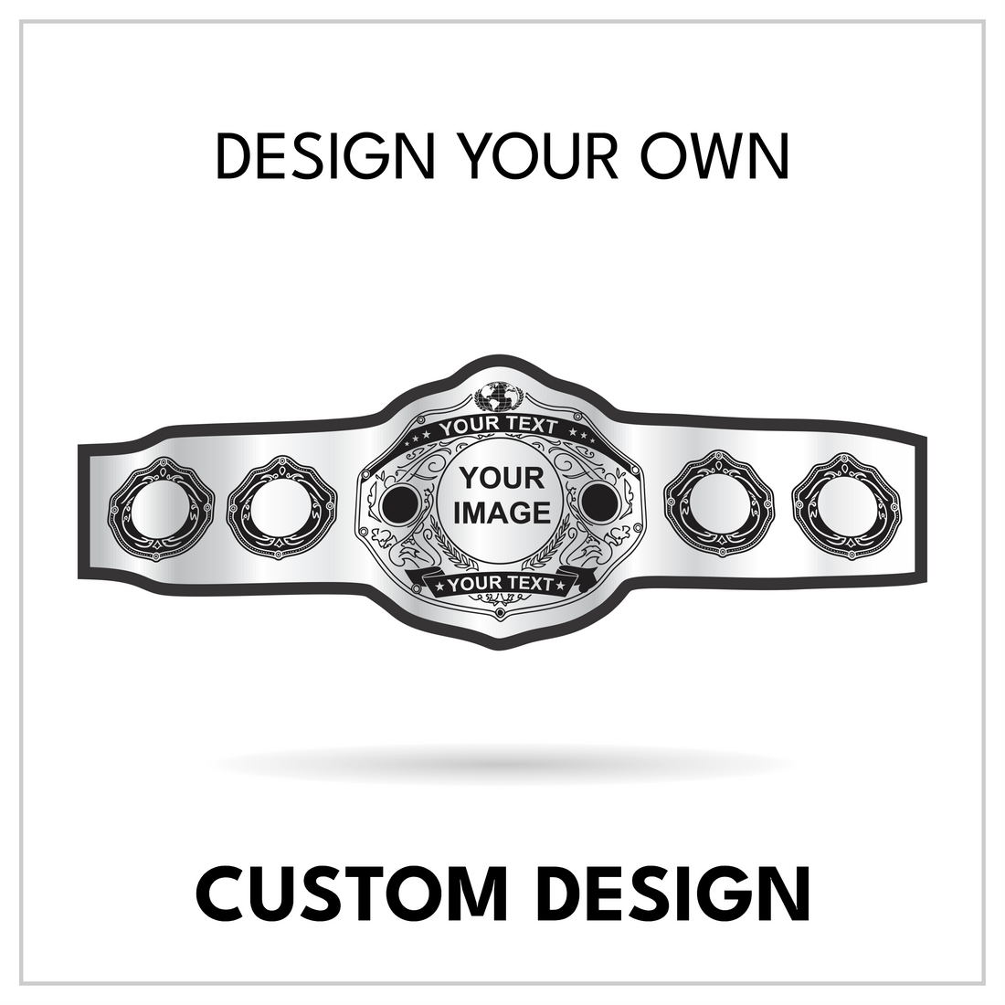 Custom 5-Plate Photo Championship Belt with Octagonal Ornaments