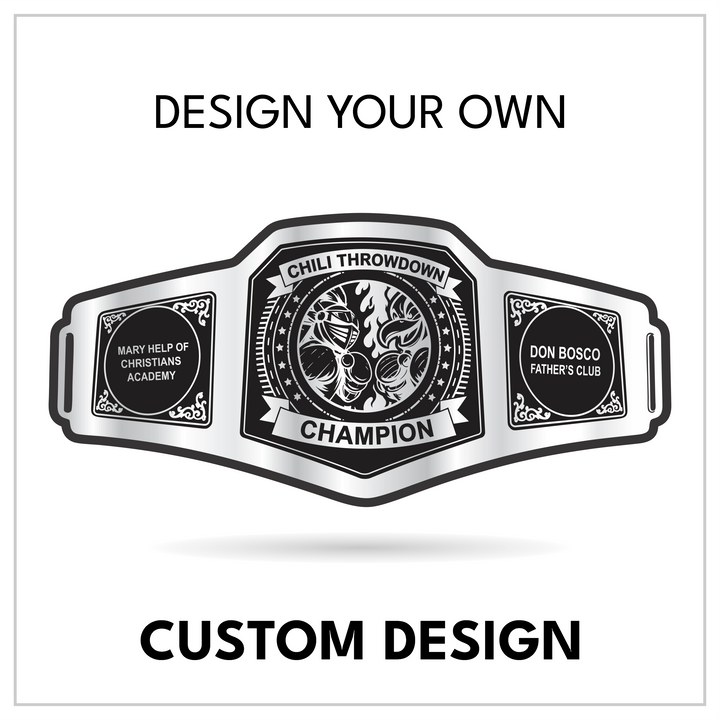Custom Chili Throwdown Championship Belt with Flame Centerplate