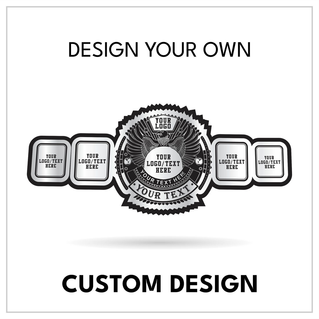 Custom 5-Plate Eagle Crest Championship Belt with Multi-Logo Panels