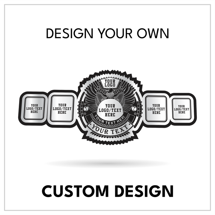 Custom 5-Plate Eagle Crest Championship Belt with Multi-Logo Panels