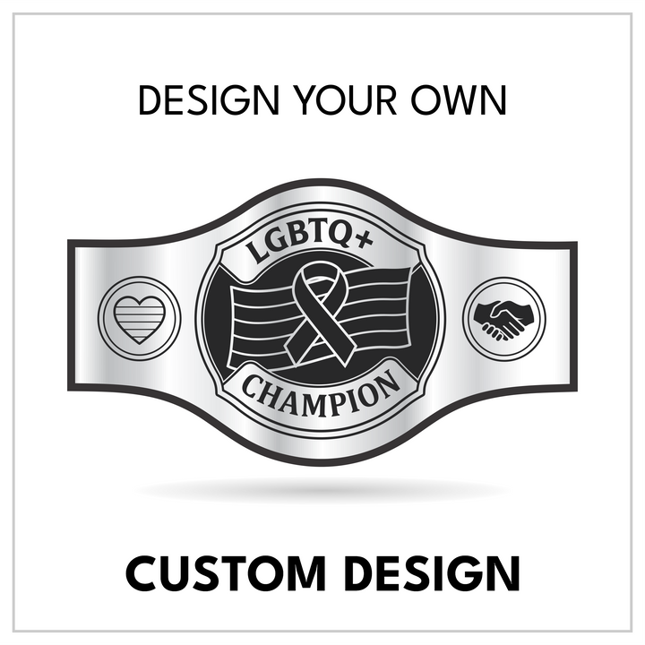 Personalized LGBTQ+ Title with Heart and Handshake Side Panels