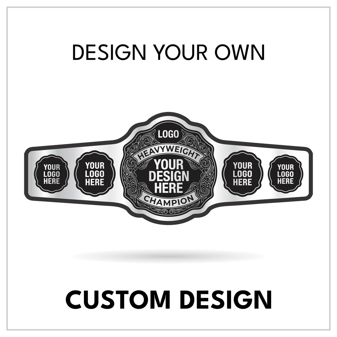 Personalized Pro Wrestling Title with Quad Side Logo Plates