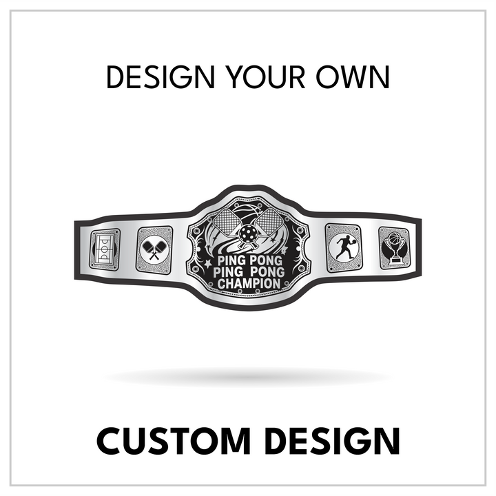 Custom Ping Pong Championship Belt with Paddle Centerplate