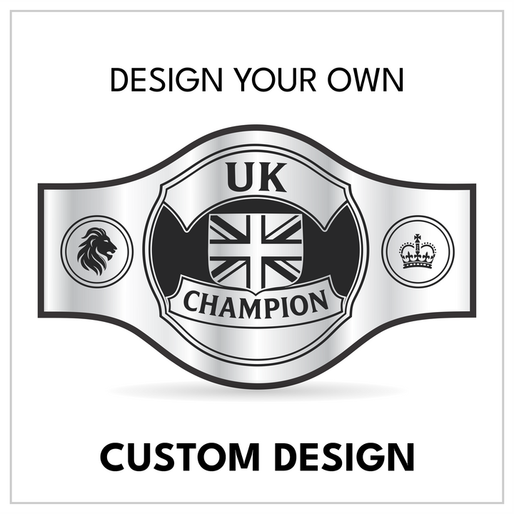 Custom UK Championship Belt with British Flag Centerplate