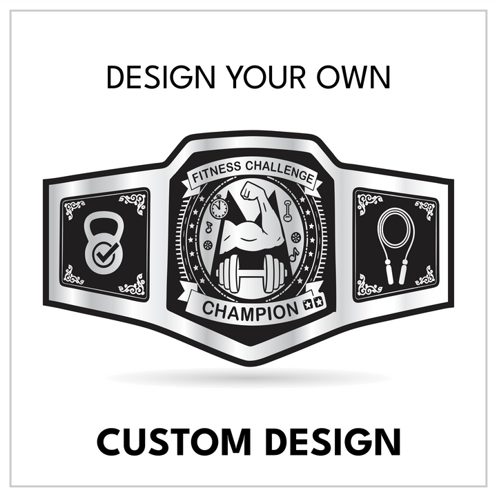 Custom Fitness Challenge Championship Belt with Dumbbell Centerplate