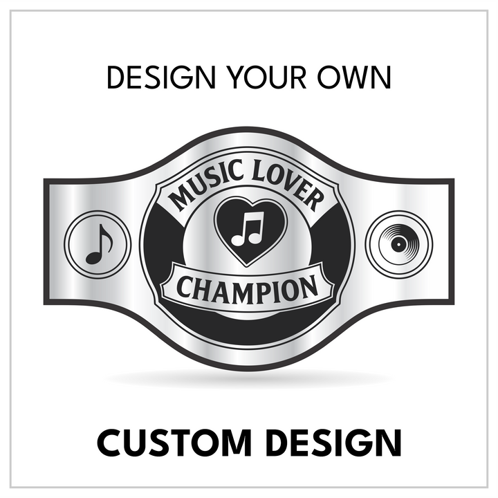 Custom Music Lover Championship Belt with Heart Note Centerplate