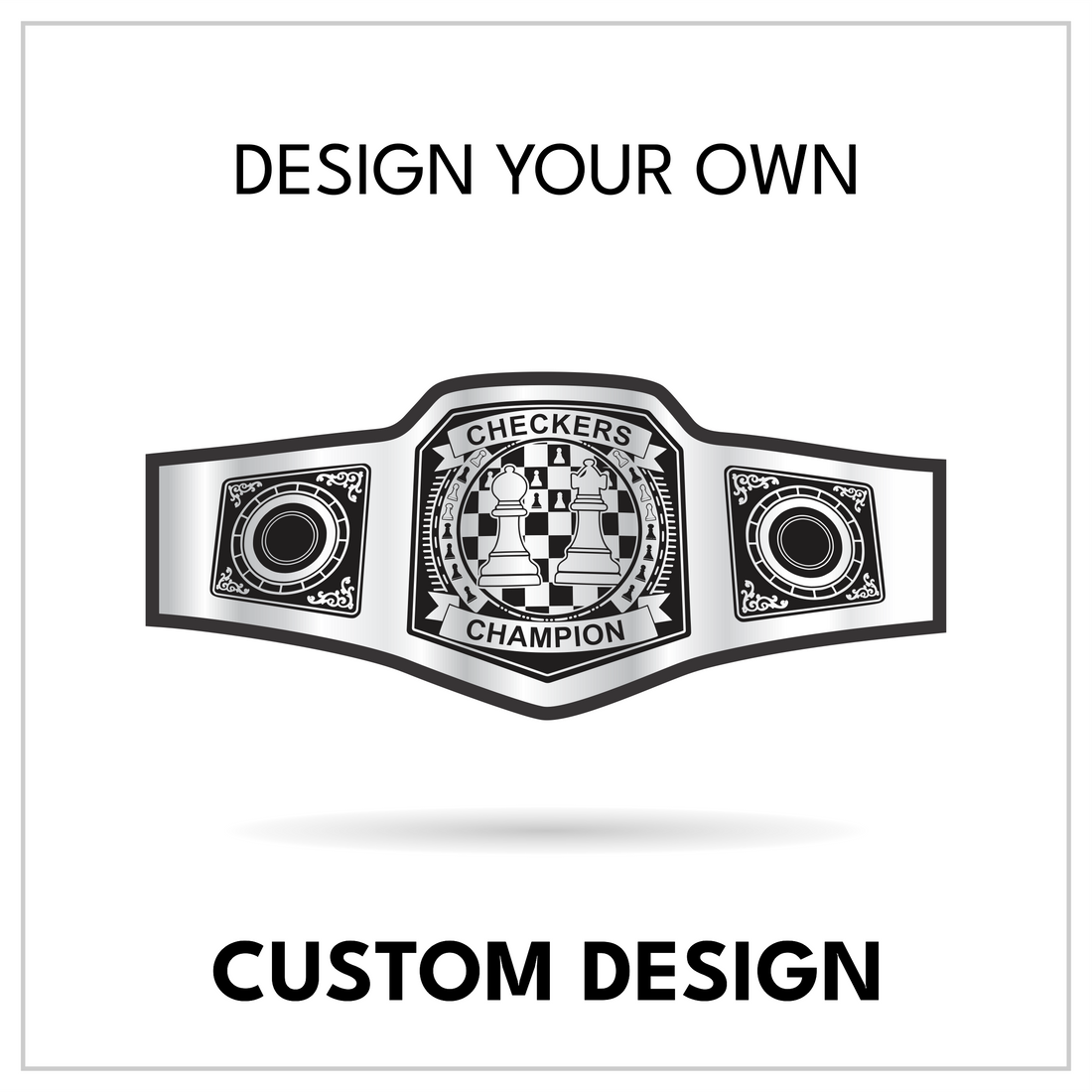 Custom Checkers Championship Belt with Board Centerplate