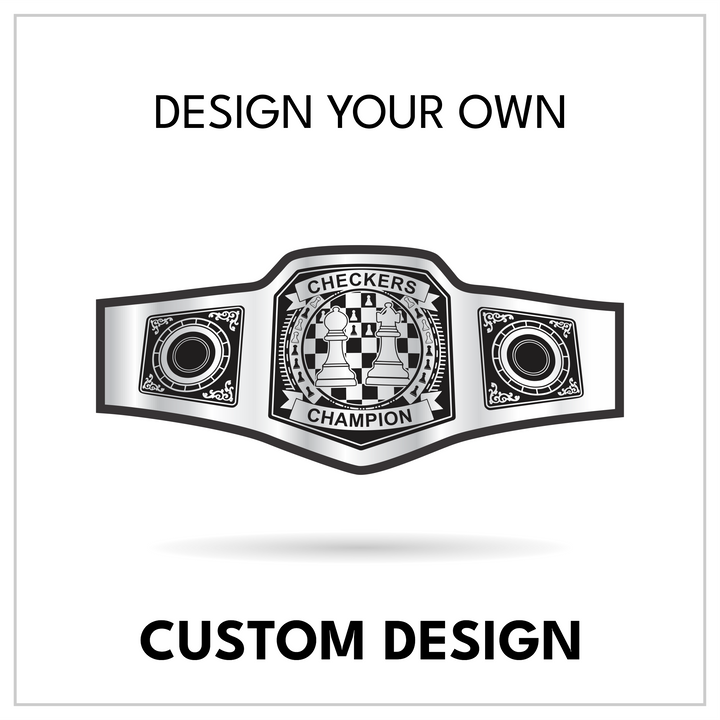 Custom Checkers Championship Belt with Board Centerplate