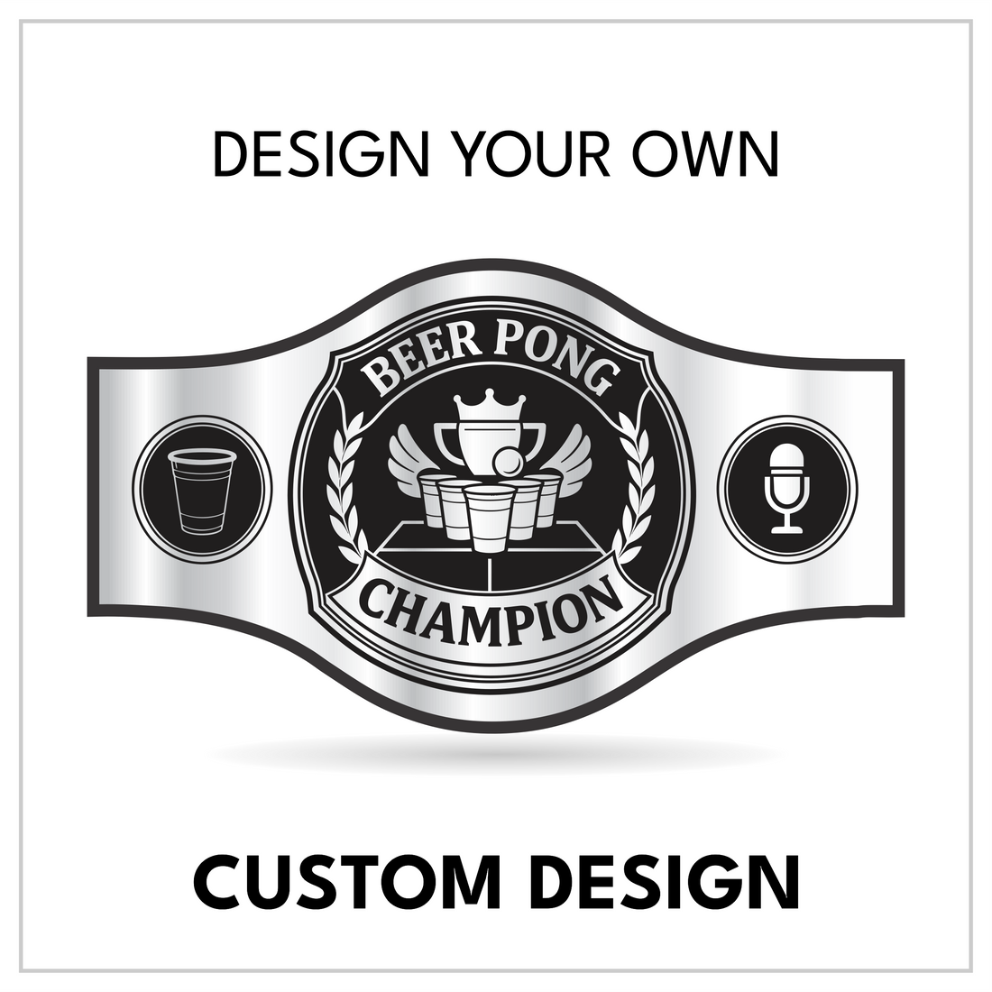 Custom Beer Pong Championship Belt with Cup Setup Centerplate