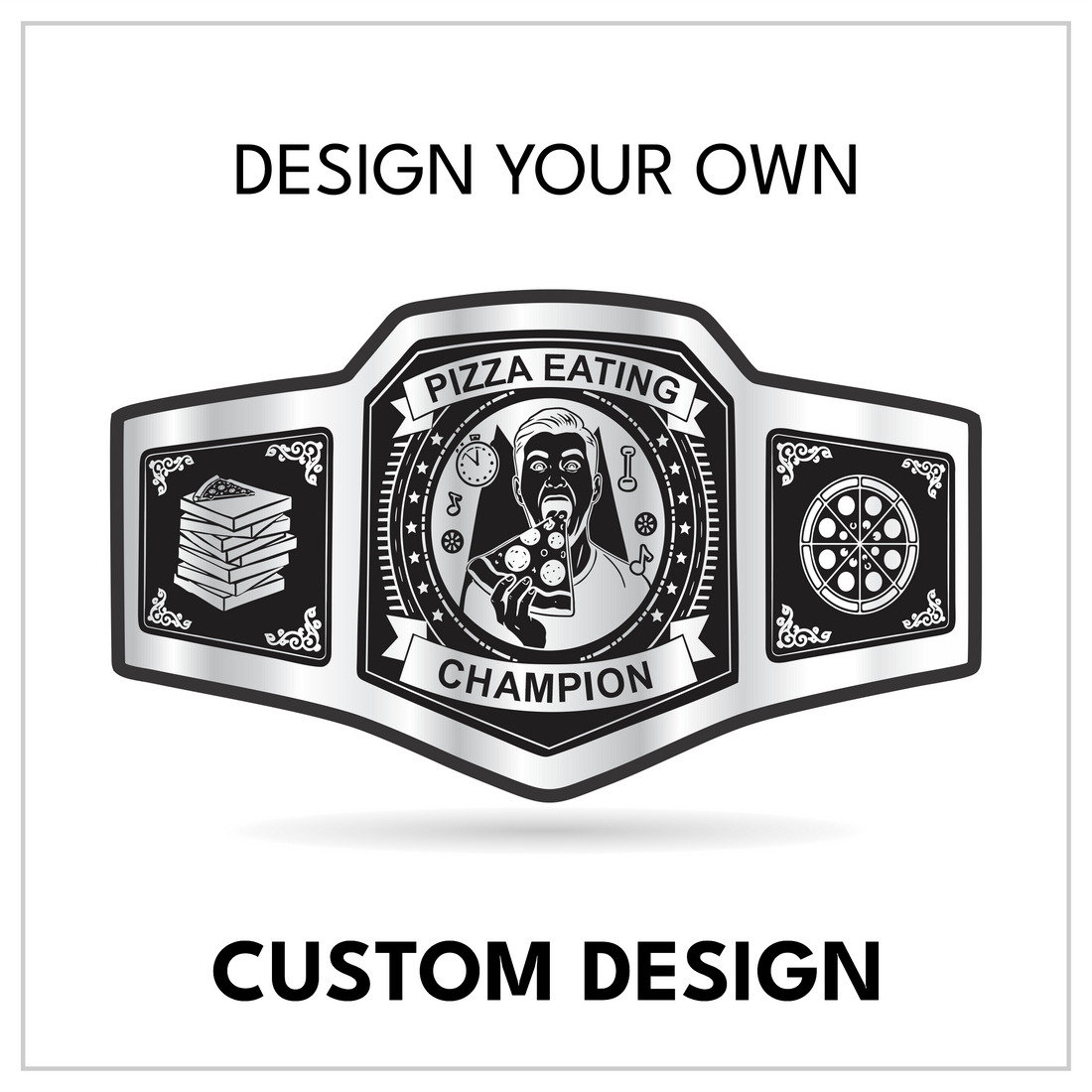 Custom Pizza Eating Championship Belt with Slice Eater Centerplate