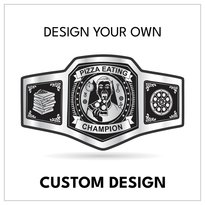 Custom Pizza Eating Championship Belt with Slice Eater Centerplate