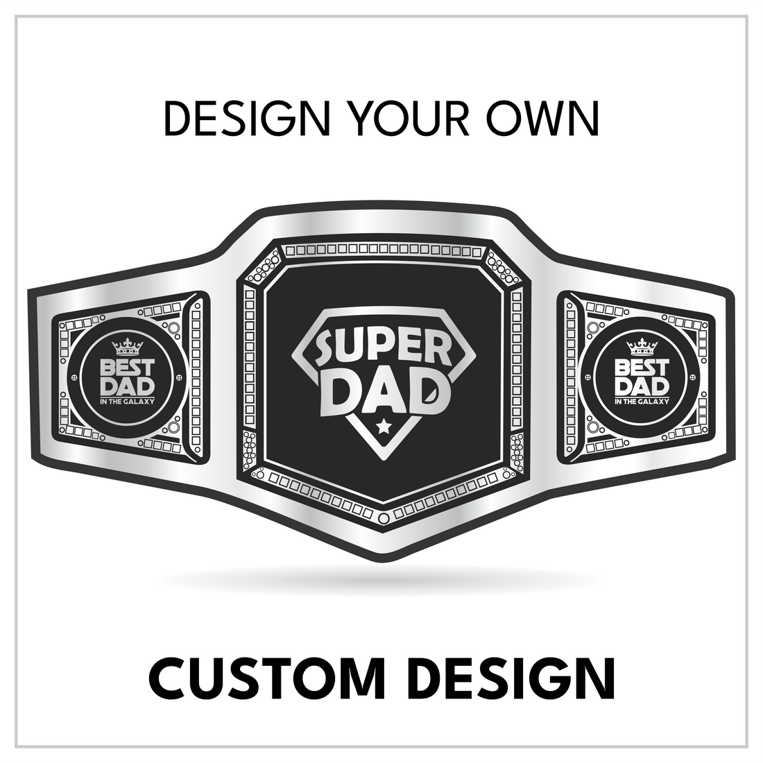 Custom Super Dad Championship Belt with Shield Centerplate