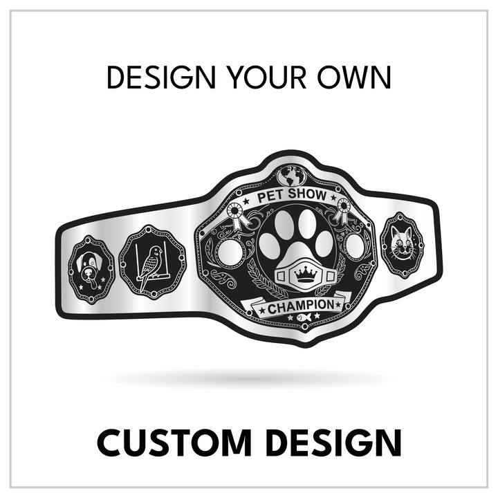 Custom Pet Show Championship Belt with Paw Print Centerplate