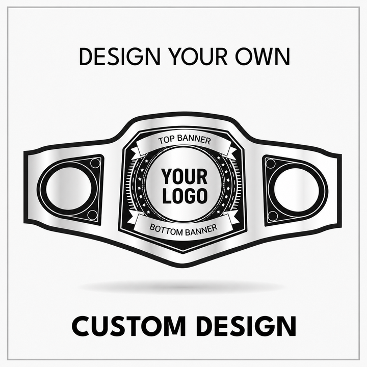 Custom Shield Championship Belt with Dual Banner Branding